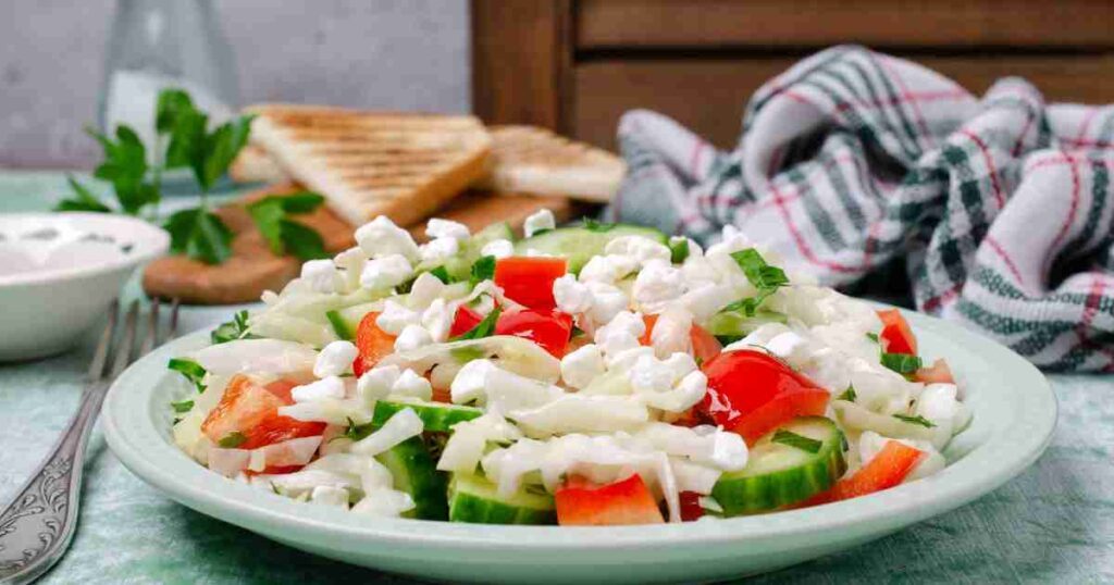 A colorful and delicious Cottage Cheese Salad bowl garnished with fresh herbs. cottage cheese salad Cottage Cheese Salad Cottage Cheese Salad 1024x538