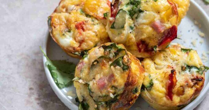 Colorful and appetizing Veggie Breakfast Bakes fresh out of the oven.