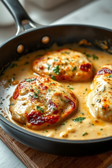 Creamy Tuscan Chicken with Basil Vinaigrette