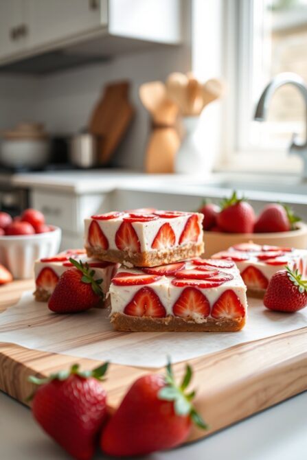 Creamy strawberry bars dessert