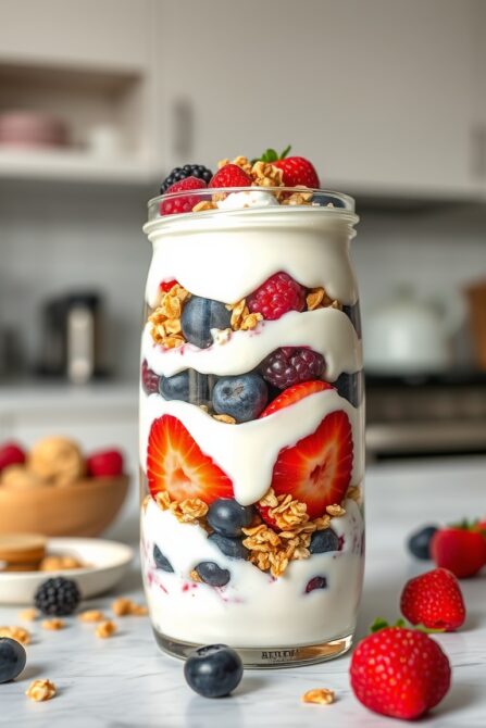 fresh berry parfait with crunchy granola
