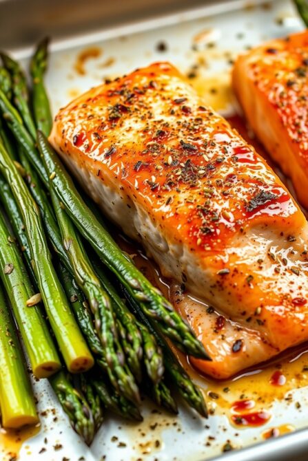 honey garlic salmon on sheet pan