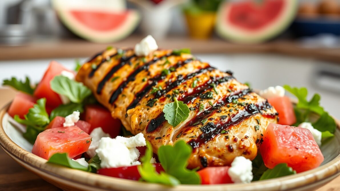 watermelon feta salad with citrus glaze