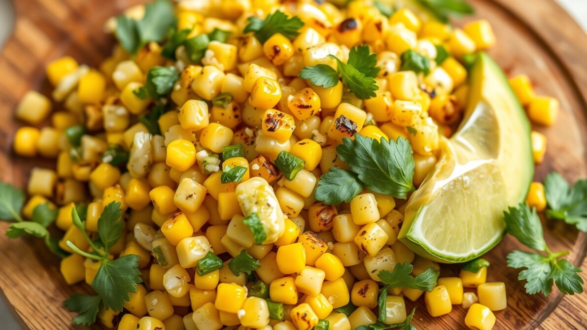 grilled corn salad with avocado lime dressing
