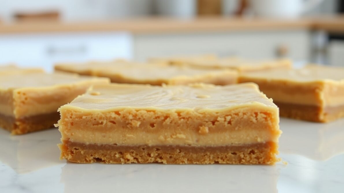 No-bake dessert bars with creamy peanut butter filling