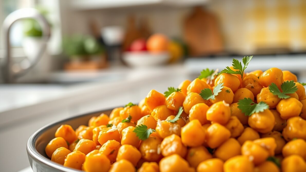 Coconut curry chickpeas served as a summer dessert option