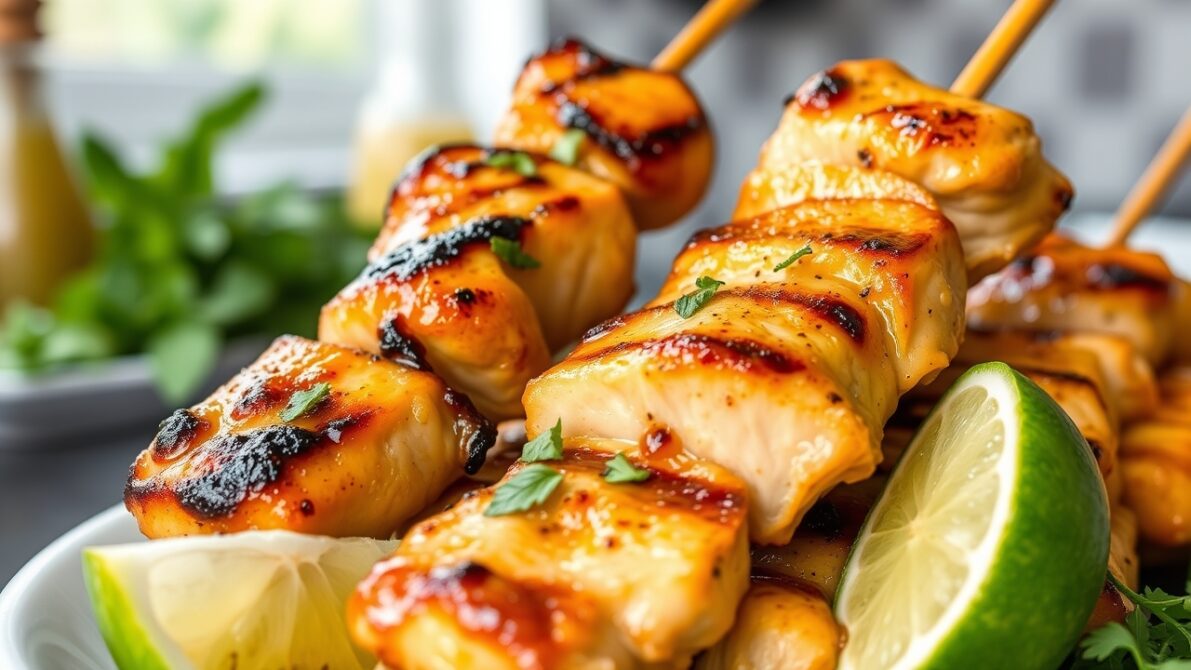 summer chicken kabobs with honey lime glaze