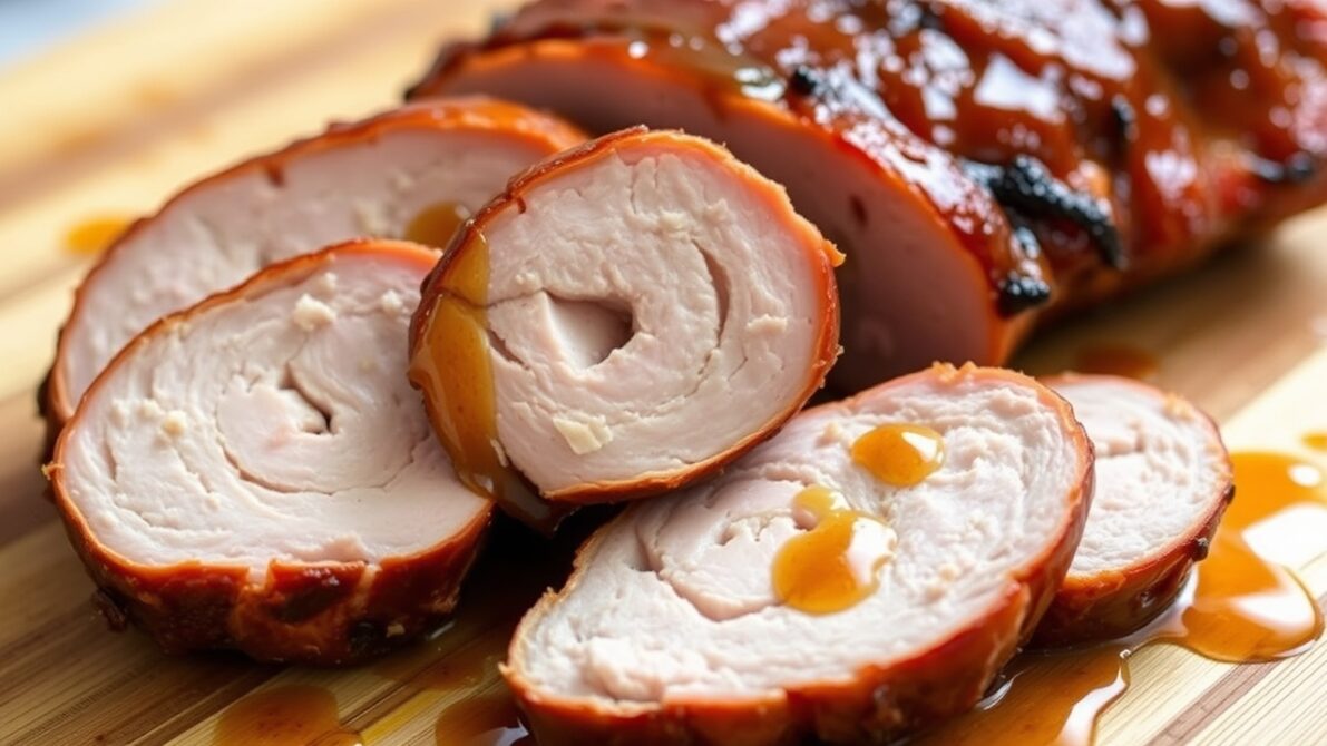 Maple dijon pork tenderloin in cooking stage